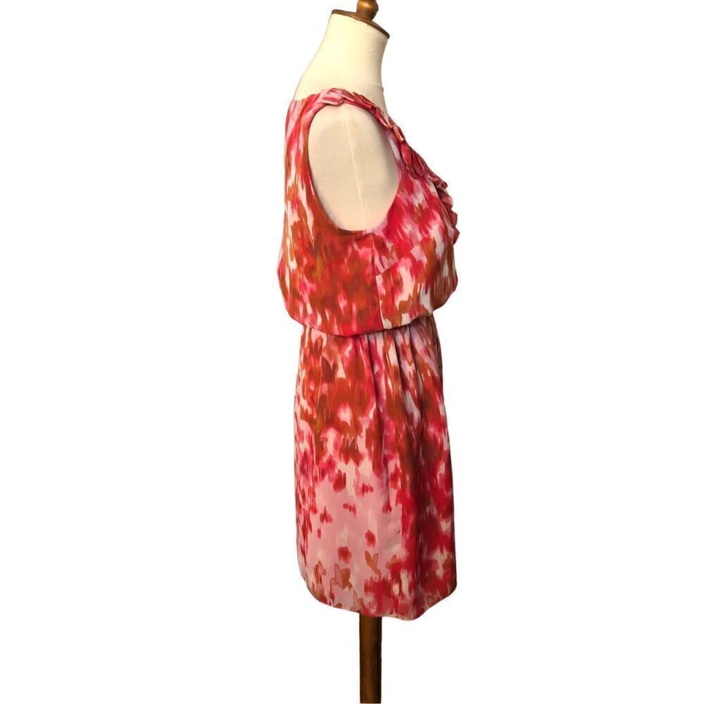 Jones New York watercolor pink chiffon sleeveless dress size 8 - Picture 4 of 10